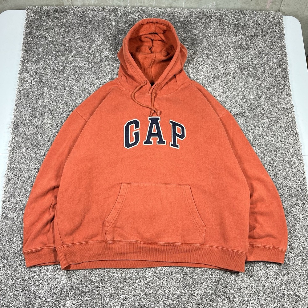 Vintage Gap Hoodie 2XL Burnt Orange Big Logo Spellout Boxy Sweatshirt 90s Y2K